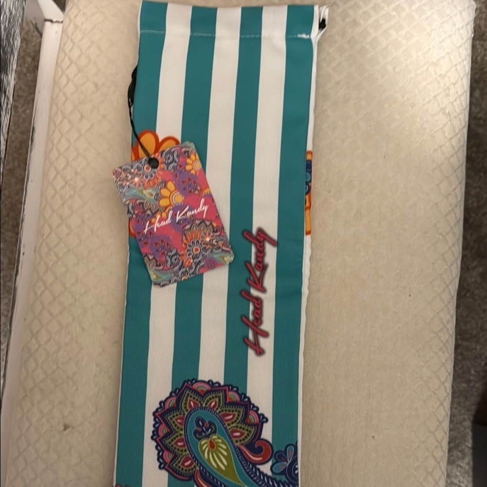 Teal & White Striped Flat Iron Heat Resistant Travel Pouch by Head Kandy